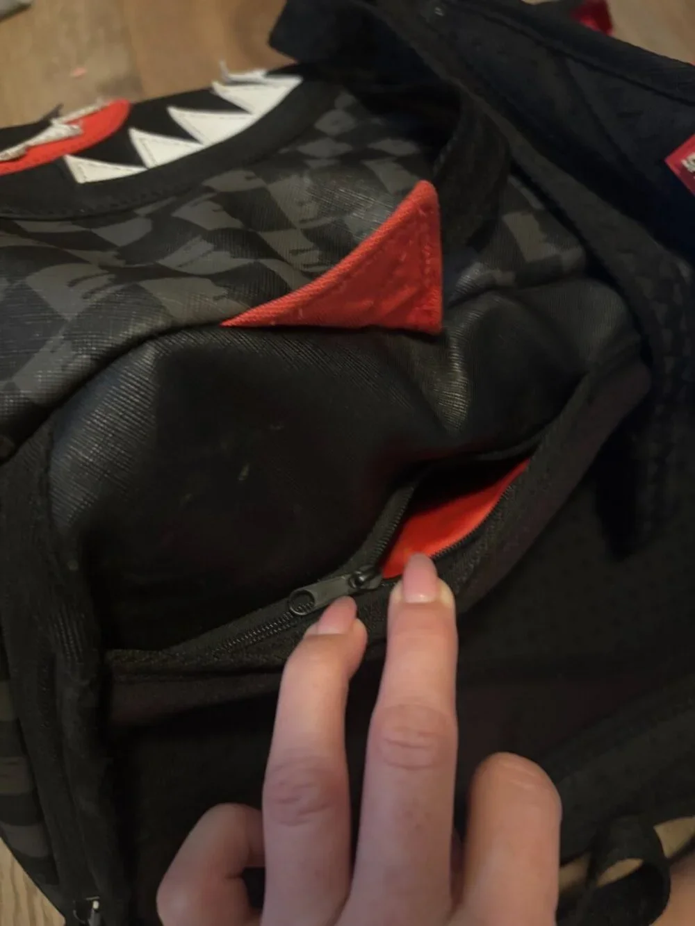 Sprayground Shark Mouth Backpack Limited Edition Black Checkered